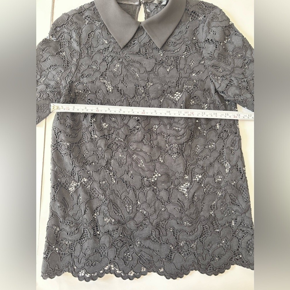 Tara Jarmon Blouse In Black lace collared top - Picture 5 of 9